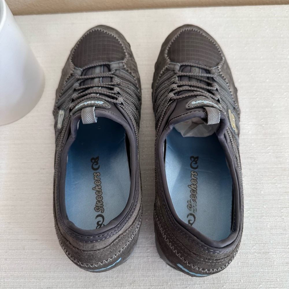 Skechers Gray Suede Low Top Slip On Casual Active Sneakers Women’s 7 - Picture 10 of 13